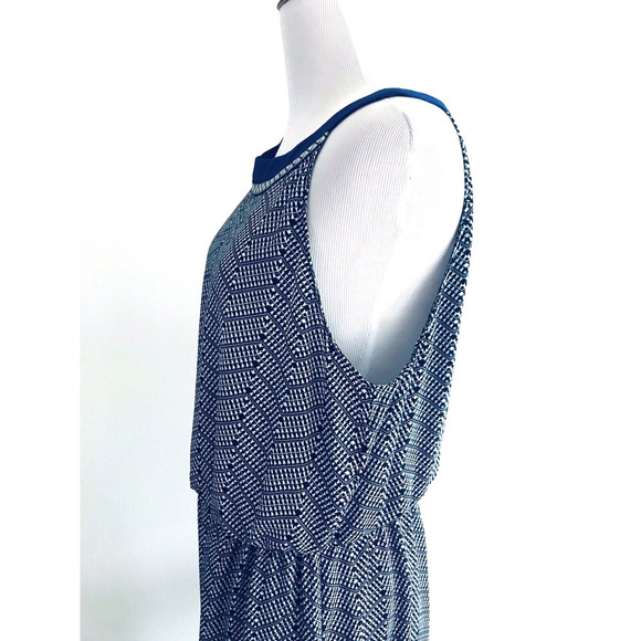 Lucky Brand | Women's Blue Sleeveless A-Line Maxi Chevron Dress Size XL - Picture 11 of 15